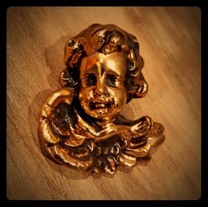Vintage Golden Ceramic Cherub
